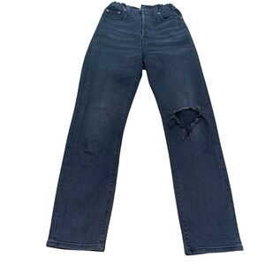 Levis Jeans Womens 25x28 Black Leg Distressed Knee‎ Denim Button Fly